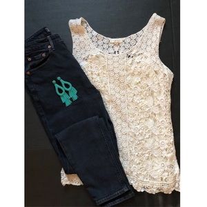 Cream/ivory crotchet tank top